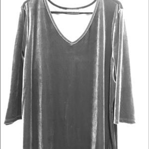 Velour 3/4 sleeve tunic charcoal